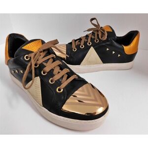 Ivy Kirzhner Sputnik‎ Black Leather Copper Toe Fashion Sneaker 8.5 M